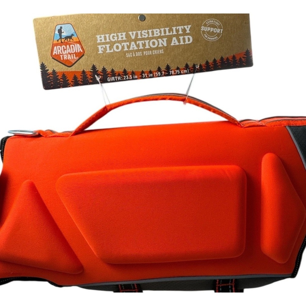 Arcadia Trail Dog Life Vest Flotation Aid High Visibility Orange Size Large NWT